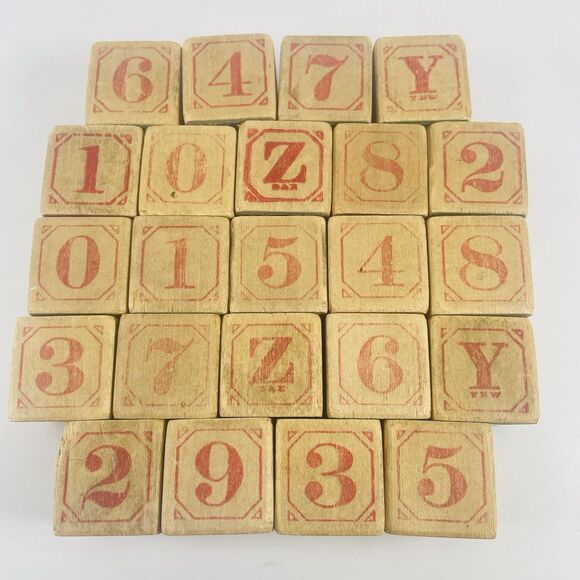 Antique Wooden Alphabet Toy Blocks Numbers Letters Animals Early 1900s Lot of 23 - Picture 5 of 8